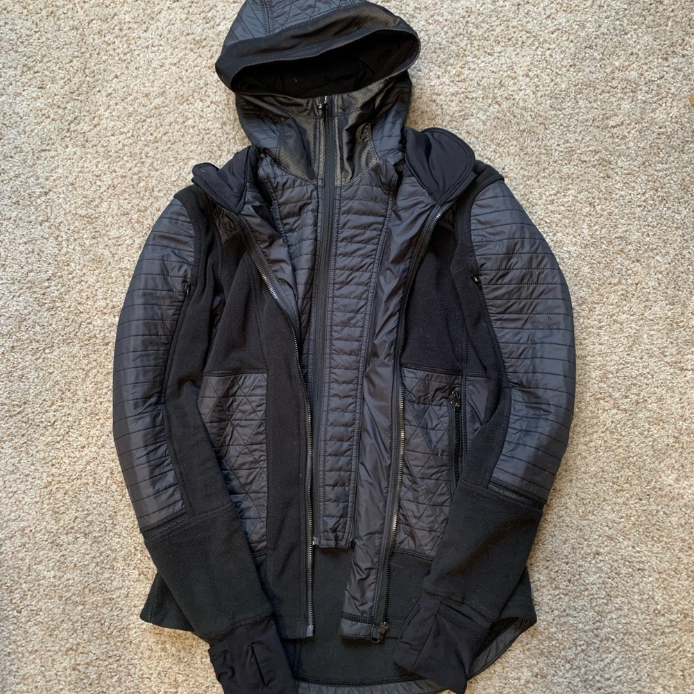 EUC LULULEMON FLEECY KEEN JACKET, BLACK, SIZE 6